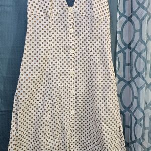 Polka Dot Button-Front Dress in Cream and Brown